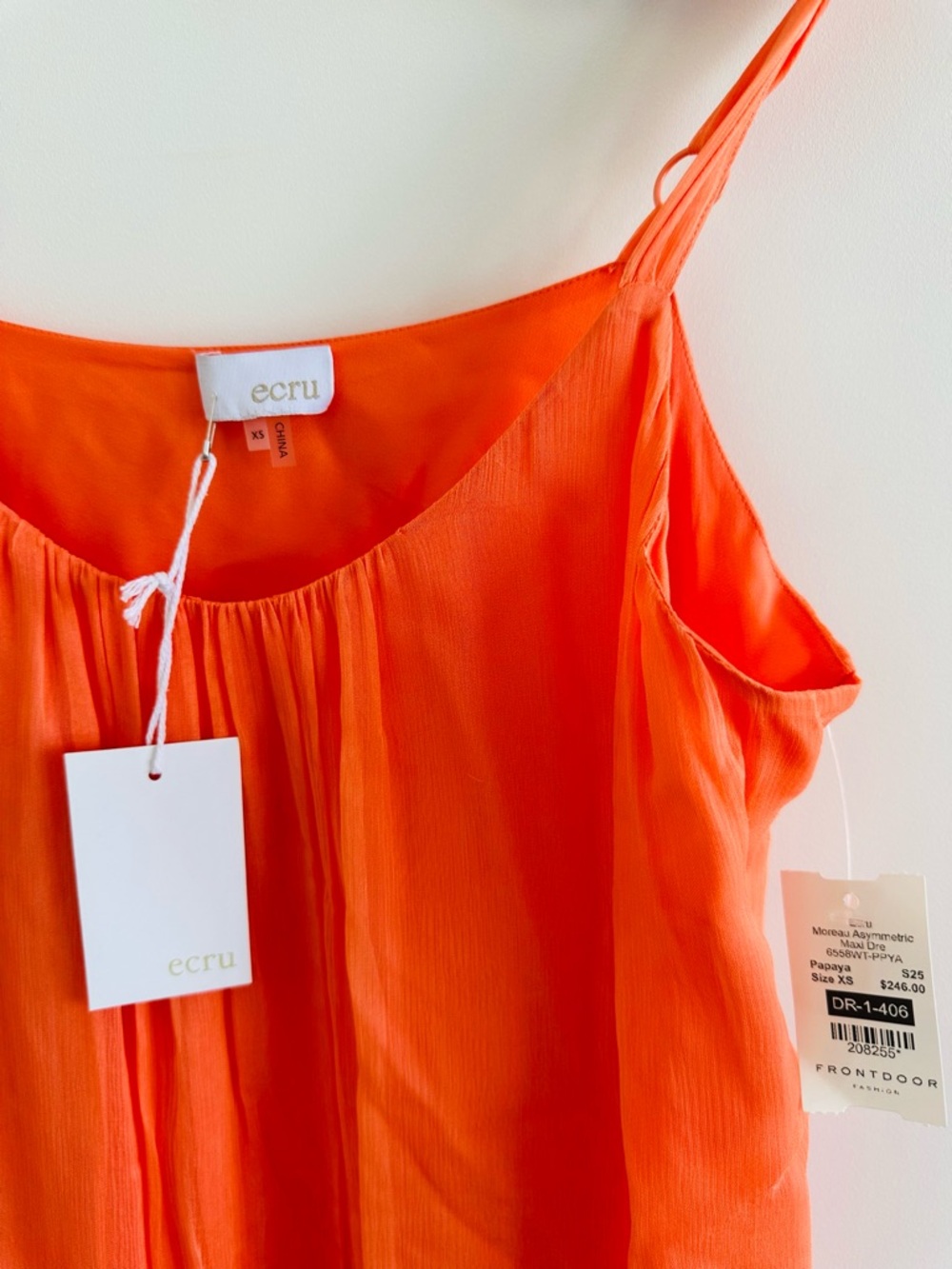 NEVER WEAR ECRU Vibrant Orange Spaghetti Strap Maxi Dress - Picture 2 of 4